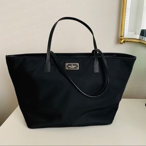 NWOT Kate Spade Black Large Nylon Leather Tote